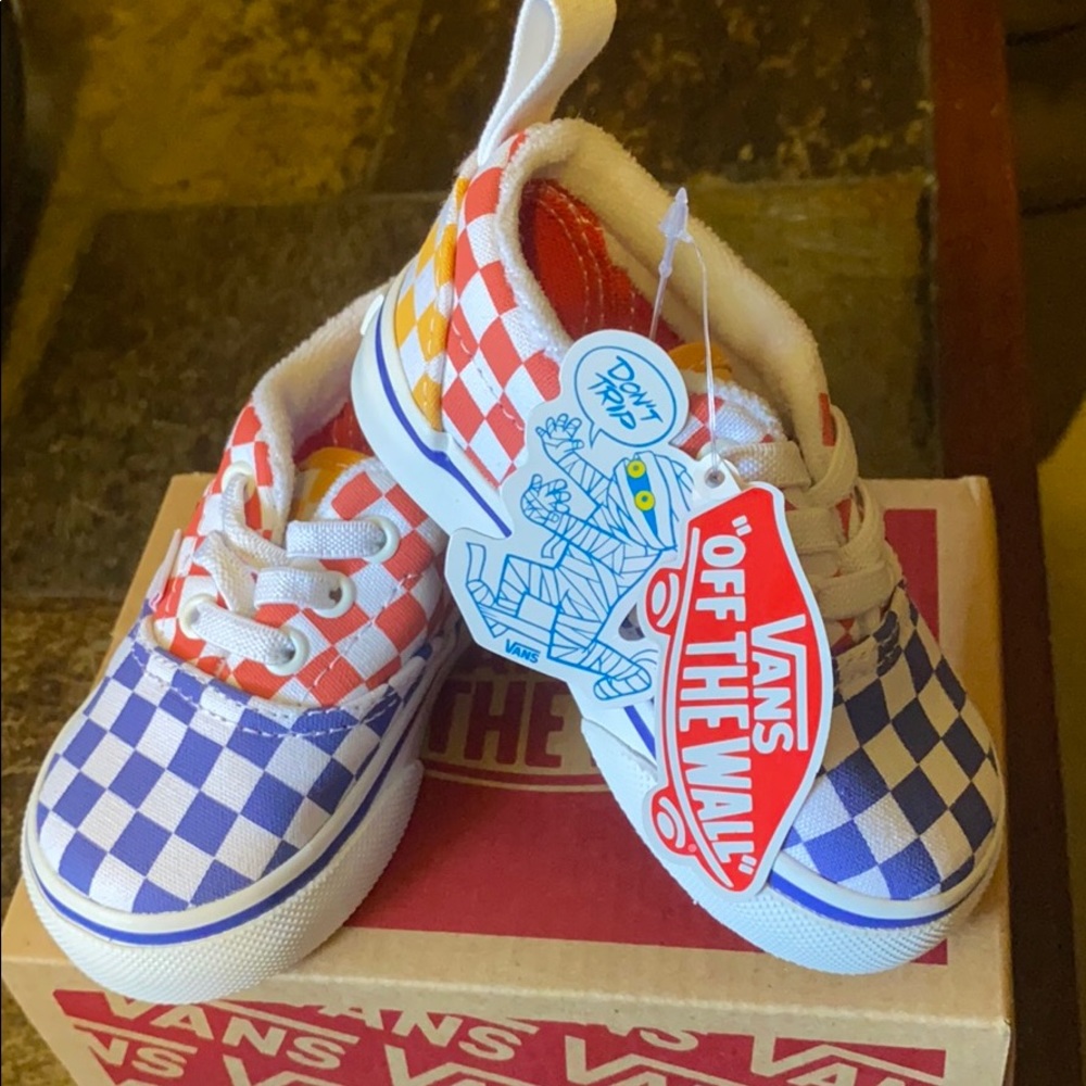 Tri checkerboard Elastic Lace TODDLER VANS 4C